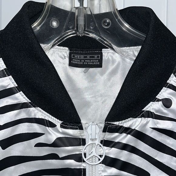 Jordan Butterfly Thumb Finger print Jumpman Black White Zipper Varsity Jacket M - Picture 5 of 13